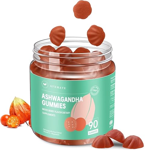 AFXMATE Ashwagandha - Gomitas para mujer, sin azúcar, suplemento de Ashwagandha con magnesio vegano (90 unidades)