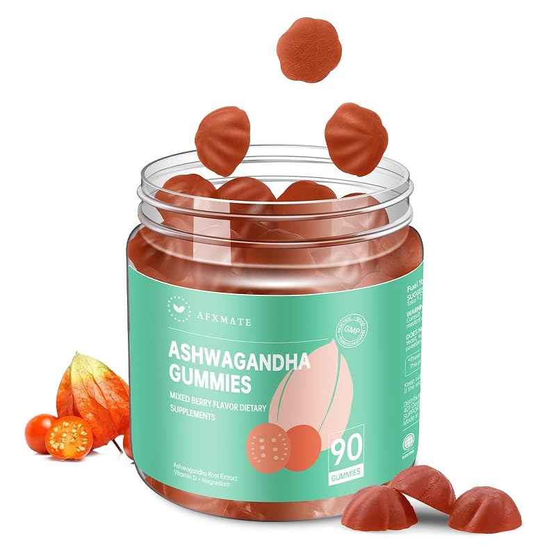 AFXMATE Gomas de Ashwagandha com extrato de raiz de ashwagandha 300 mg, 90 gomas