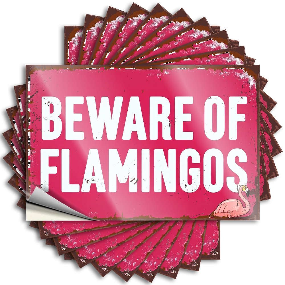 Tiny Saying Aesthetic Decals, Kitchen Accessories Decor Cute Pattern Design for Free Notebook | Bottle Removable Vinyl Beware of Flamingos(6X9CM)