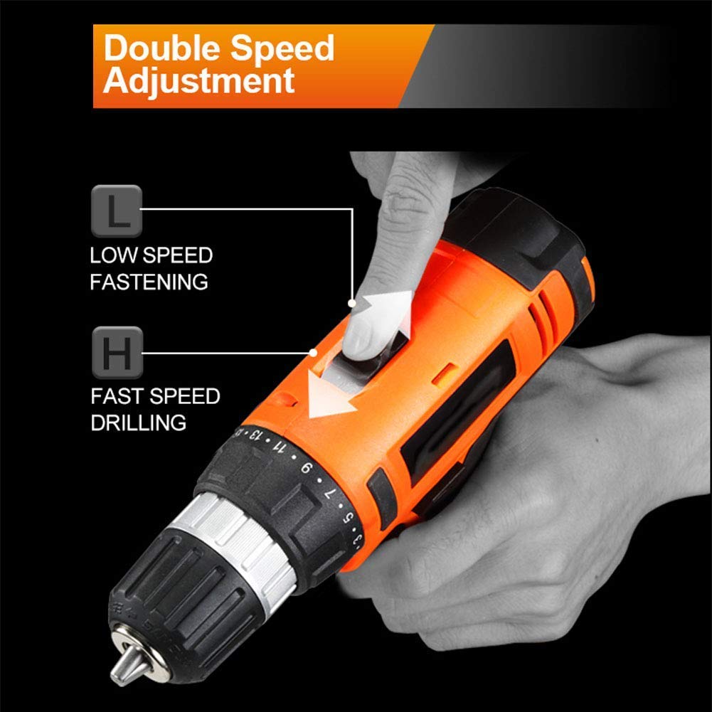 Trapano Avvitatore Elettrico 12V, 1300mAh Li-Ion, velocità Variabile, Frizione 21 + 1, per Forare Muri, Mattoni, Legno, Metallo