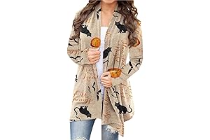 Plus Size Halloween Cat Pumpkin Cardigan for Women