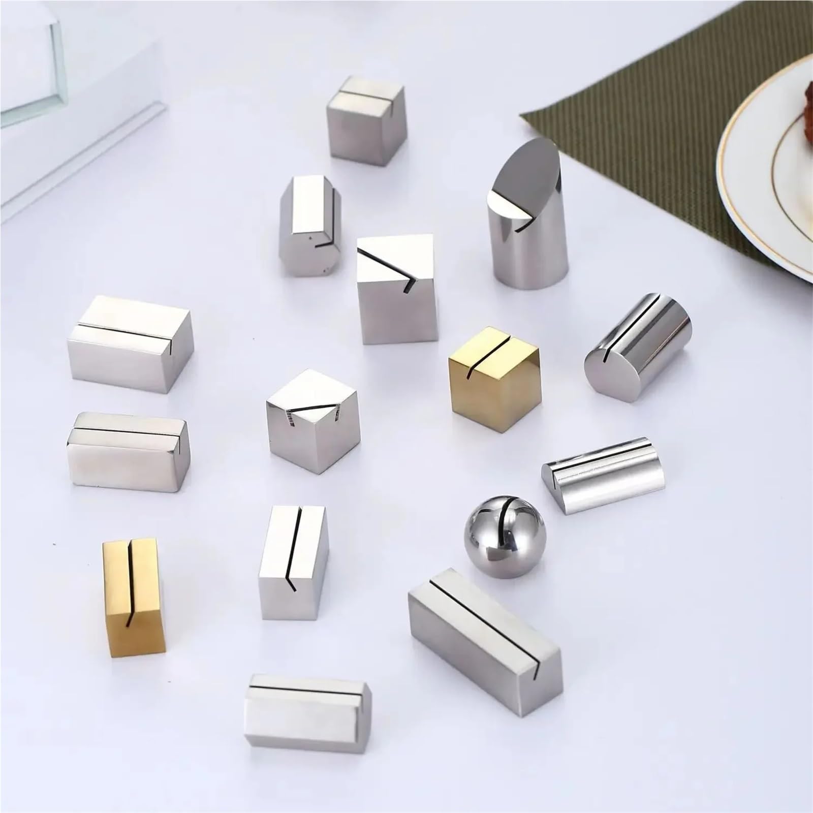 Soportes para números de mesa, Soportes for números de mesa acero inoxidable, 5 uds., tarjeta lugar, menú, notas, foto boda, Clip for letrero