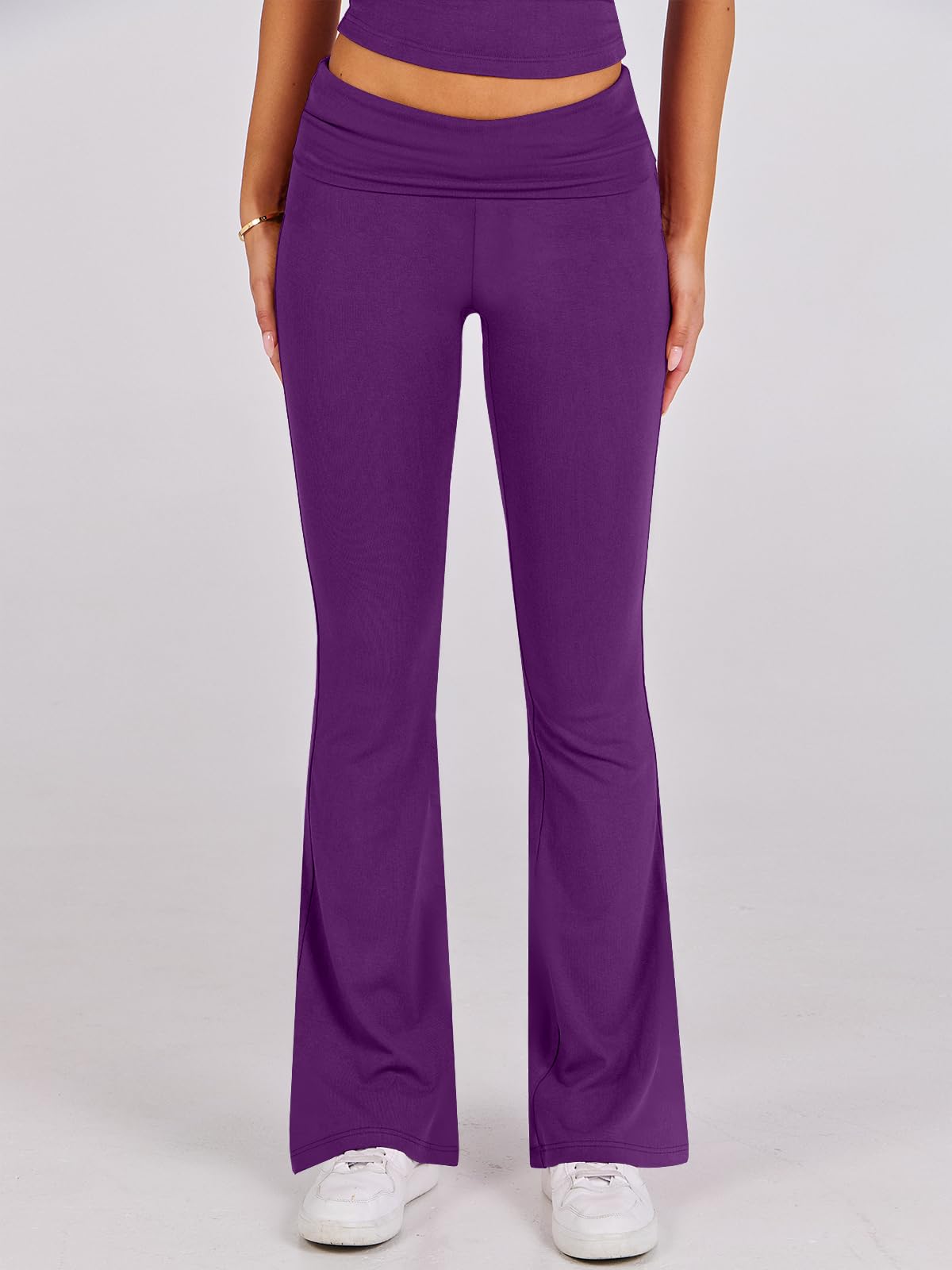 ANRABESS Lounge Sets for Women 2 Piece Foldover Yoga Flare Leggings Pants Crop Tops Casual Y2K Outfits Matching Tracksuit Set