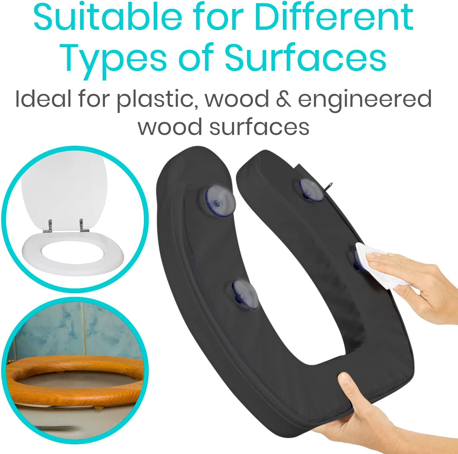 Vive Toilet Seat Cushion (Soft Cushioned Foam) - Easy Clean Padded Bathroom Attachment - Elongated, Standard Seats - Comfort Support Donut for Adults, Coccyx Tailbone Pain Relief (2" Cushioned Foam)