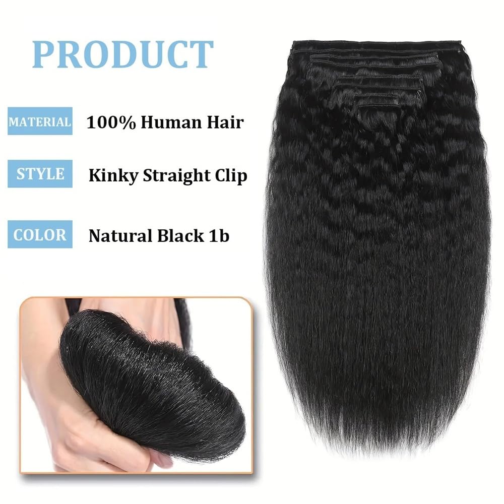 Modne przedłużanie włosów proste ludzkie włosy Clip in brazylijskie remy przedłużanie włosów naturalny kolor 120 g 8 sztuk/zestaw Pełna głowa dla kobiet Miękkie (24 cali)