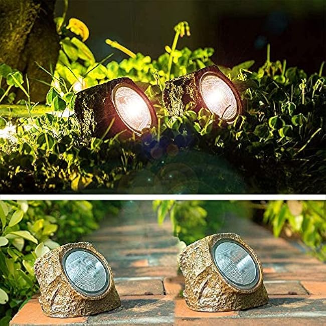 EiGreen 4 Pack Solar Garden Rock Lights Outdoor Decorative, 10 LED Waterproof Solar Pathway Lights,Solar Spot Lights Outdoor, for Ideal for Garden Walkway Pathway Patio