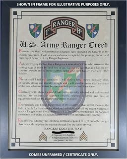 Junk and Disorderly, AZ NICE or BETTER United States Army Ranger Creed PERSONALIZED ALL Battalions/Units Available