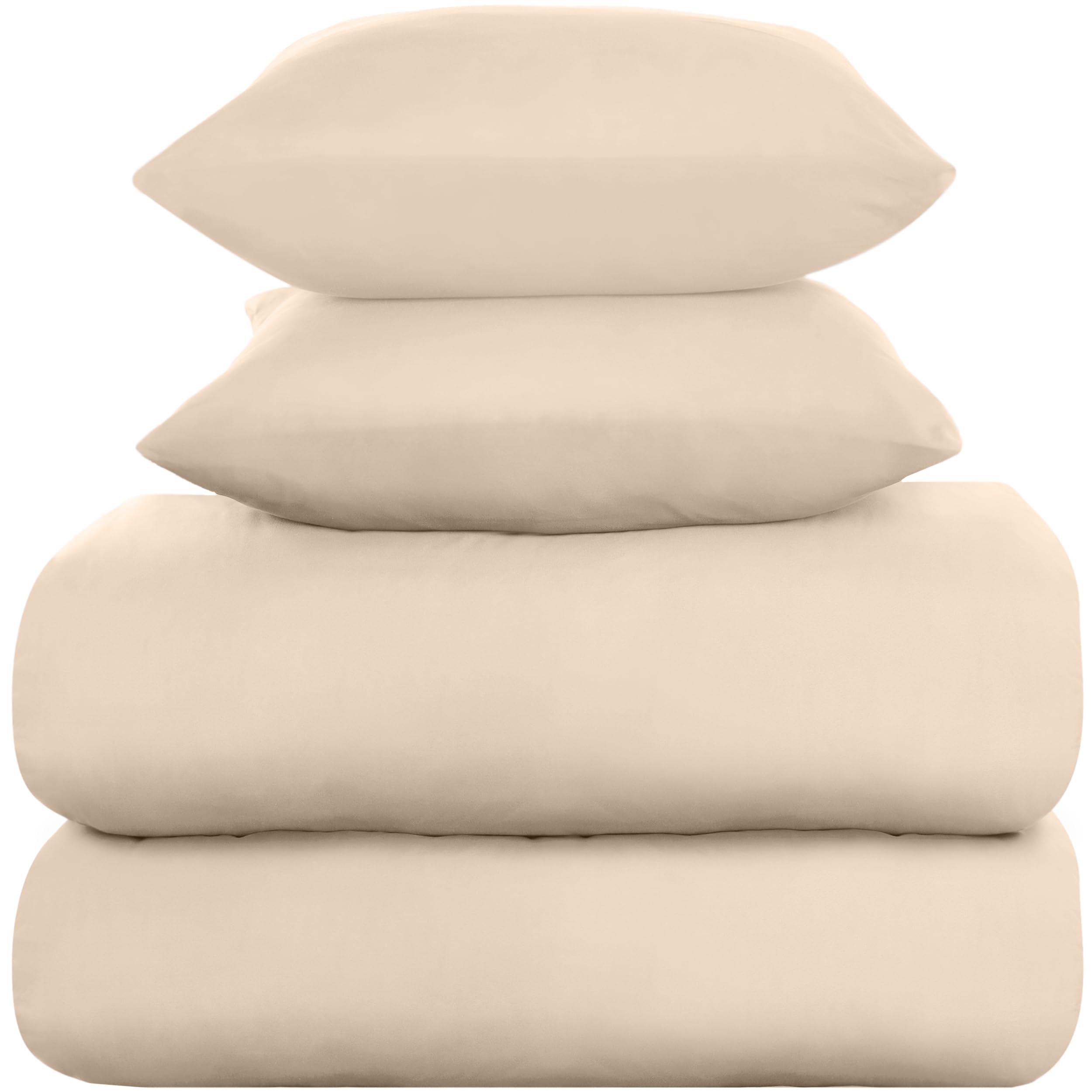 Utopia Bedding Copripiumino Una Piazza e Mezza - Microfibra Copripiumino 2 x 135x200cm + 2 x Federe 80x80cm - Beige
