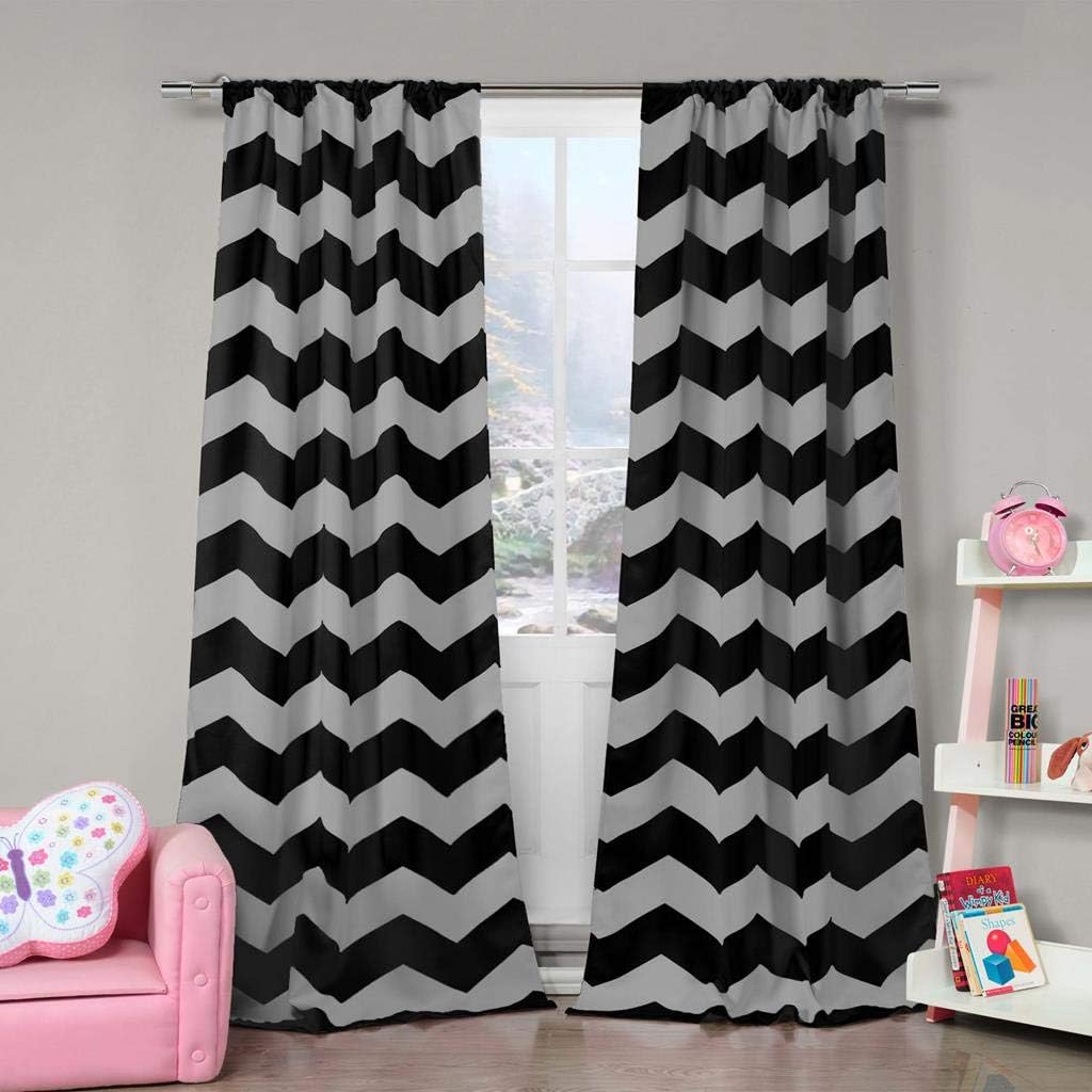 DUCK RIVER TEXTILE - Fifika Chevron Insulated Blackout Room Darkening Window Curtain Set of 2 Panels, 78 X 84 Inch - Yellow