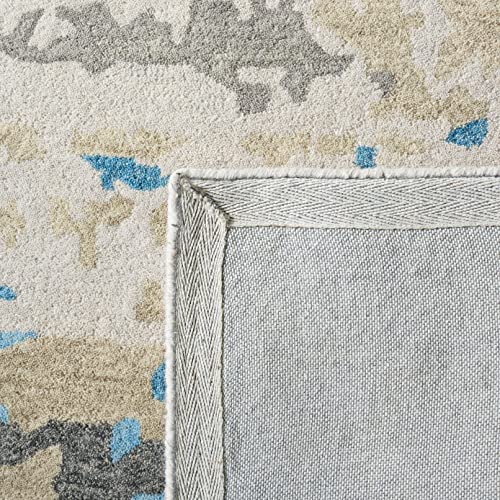 Tapete decorativo rectangular beige y azul 4x6 pies miniatura 7