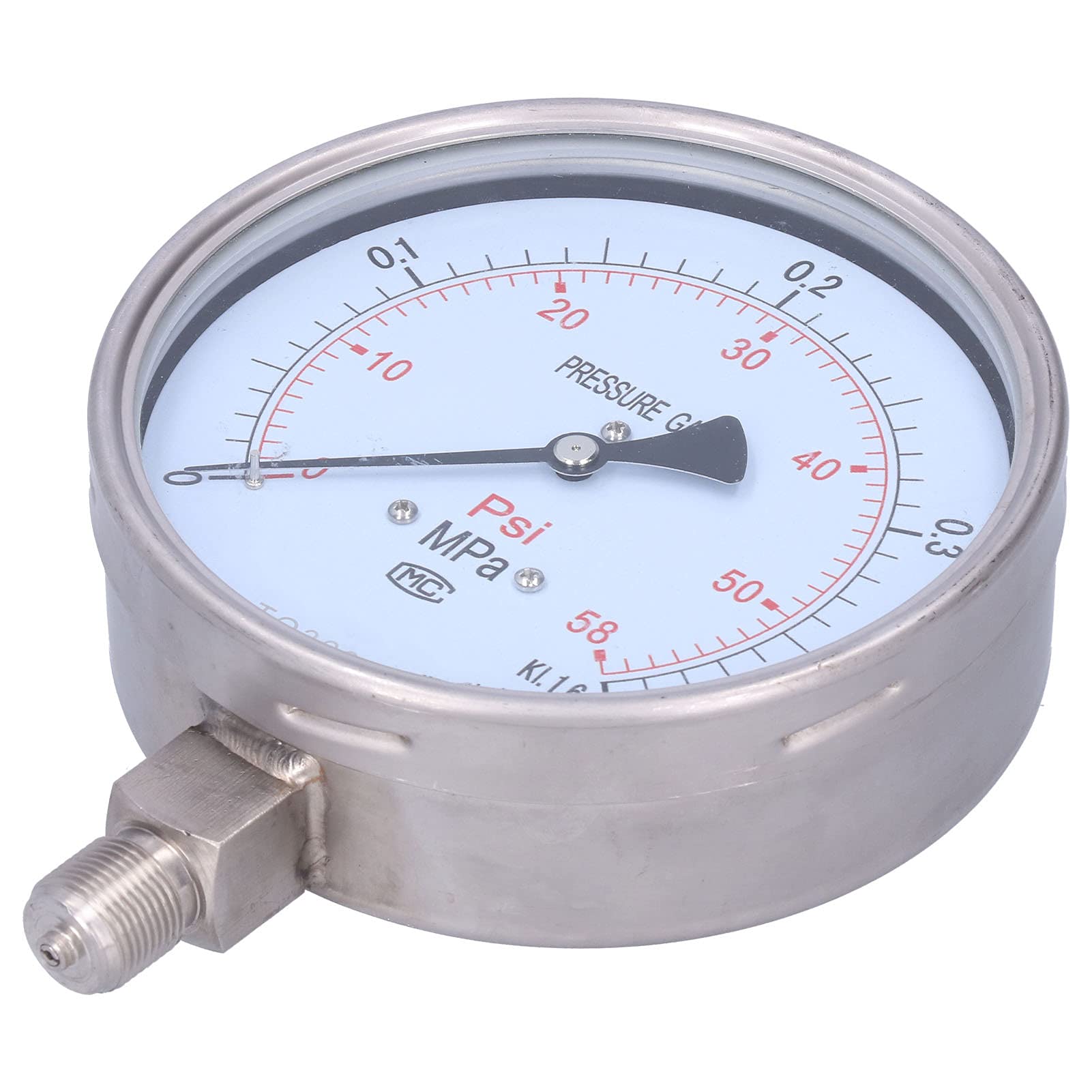 Manómetro Industrial de Acero Inoxidable, Medidor Preciso de 0-0,4 MPa, para Uso Profesional, Diseño Duradero