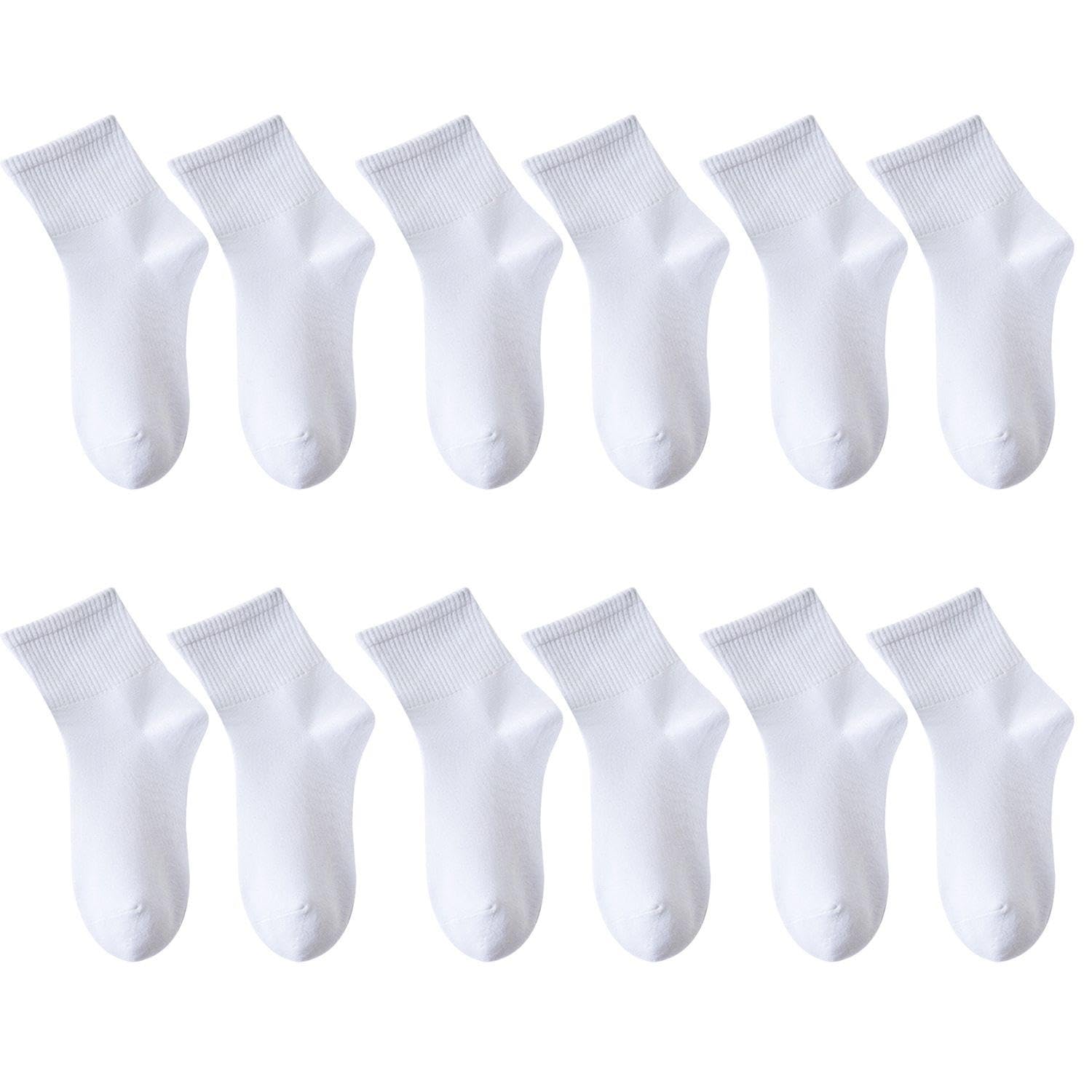 Lot 6 Paires Chaussettes Femme Blanches à Motifs - Socquettes Polyester, Taille 35-39, Pour Baskets & Tongs | Chaussettes Basses Femme Motifs Mignons