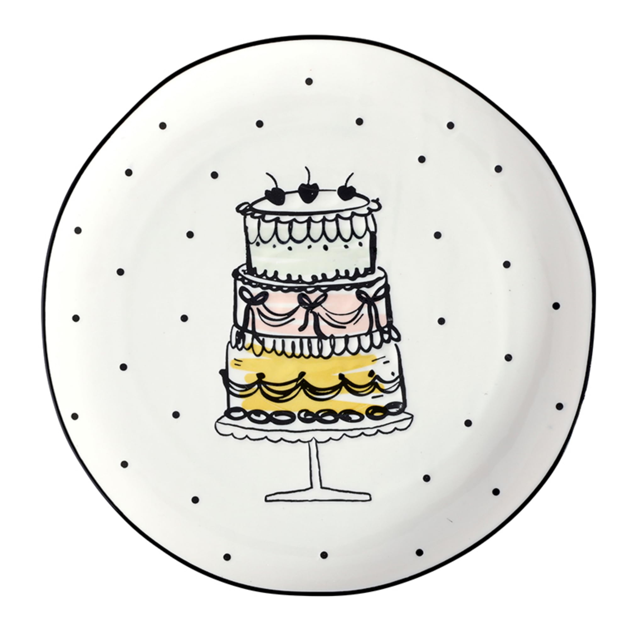Santa Barbara Design Studio Serving Platter - Round Ceramic Plate with Hand Drawn Artwork, 10", Cake