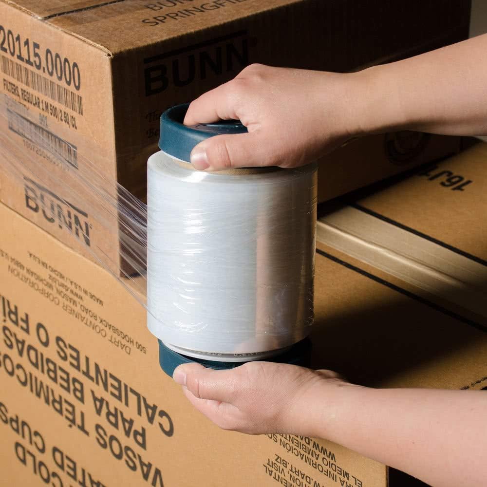 WOD SFCB80 Heavy Duty Hand Stretch Film Wrap 80 Gauge Thick with Dispenser - Clear Shrink Wrap Ideal for Moving, Packing, & Palletizing Applications: 3" in. x 1000 Ft (3-Rolls)