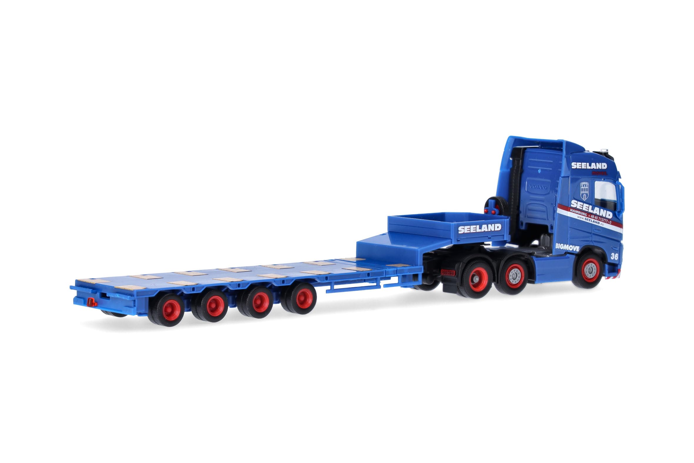 Herpa LKW Modell Volvo FH GL 2020 6x2 Semitieflade-Sattelzug Seeland, Miniatur im Maßstab 1:87, Sammlerstück, Made in Germany, Kunststoff