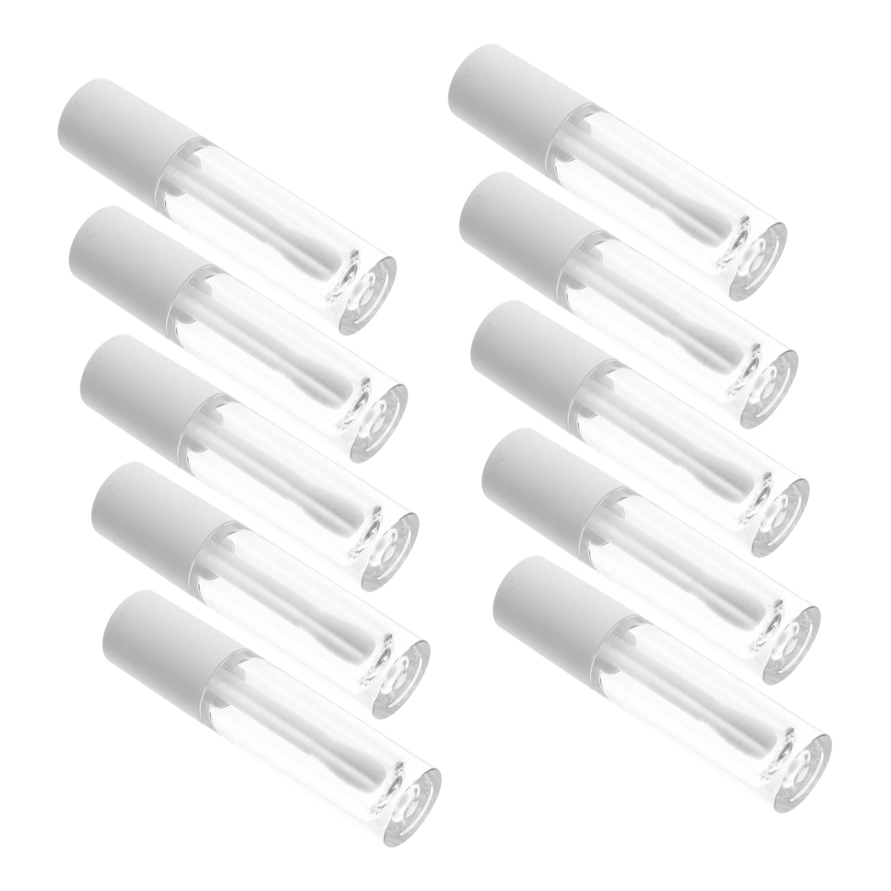 Tubo per Gloss Labbra Rotondo 5ml in Abs Bianco, 10 Pezzi | Superficie Liscia, Aspetto Trasparente, senza Bave, Formato Mini per Campioni e Ricarica