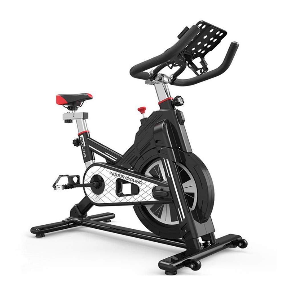 BAOYUAN Exercise Bike, Silent Belt Drive Indoor Cycle Bike with Calorie Counter, Dynamic Big flywheel Bicycle Red or Black