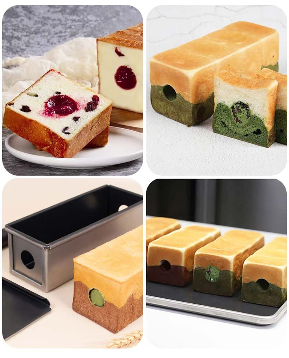 Pullman Kastenform mit Deckel, Antihaftbeschichtung, 280 g, Toastbox, Brotbackformen, hohler Tunnel für Marmeladenfüllung