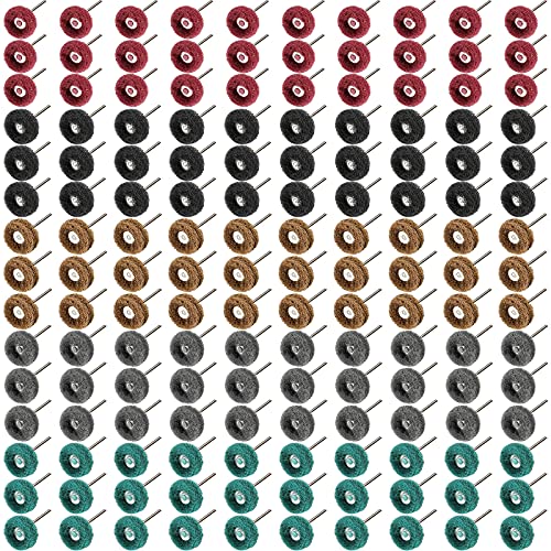 150 Pieces Abrasive Wheels Assorted Grit 1 Inch/ 25 mm Abrasive Buffing Polishing Wheels Burr with 1/8 Inch/ 3 mm Shank Assorted Grit Abrasive Wheel for Rotary Tools Buffing Polishing