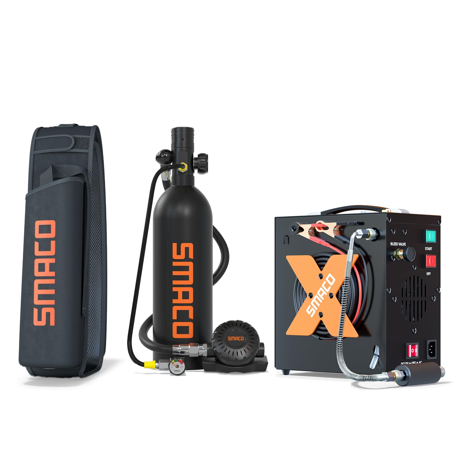 SMACOScuba Tank with 1L Capacity Mini Scuba Tank Support About 15 Minutes Underwater Breathing Devices Diving Oxygen Tanks Scuba Cylinder for Underwater Sightseeing/Underwater Work/Backup Cylinder