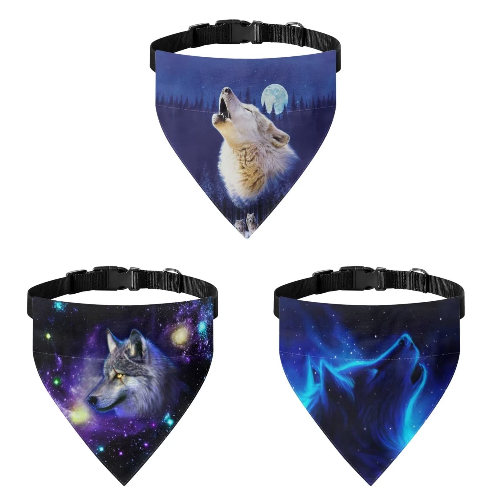 COEQINE Wolf Bandanas 3 Pack for Summer, Boys Girls Bandanas Scarves for Travel Picnic Outdoor Sport Dogs Scarf — image 1