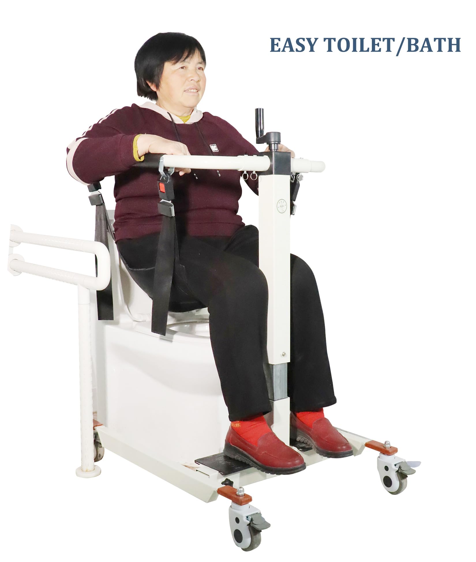 Silla de Transferencia con Elevador de Pacientes, Altura/Ancho Ajustable, Dispositivos de Transferencia de Silla de Ruedas a Coche, Silla de Transferencia de Cama al WC