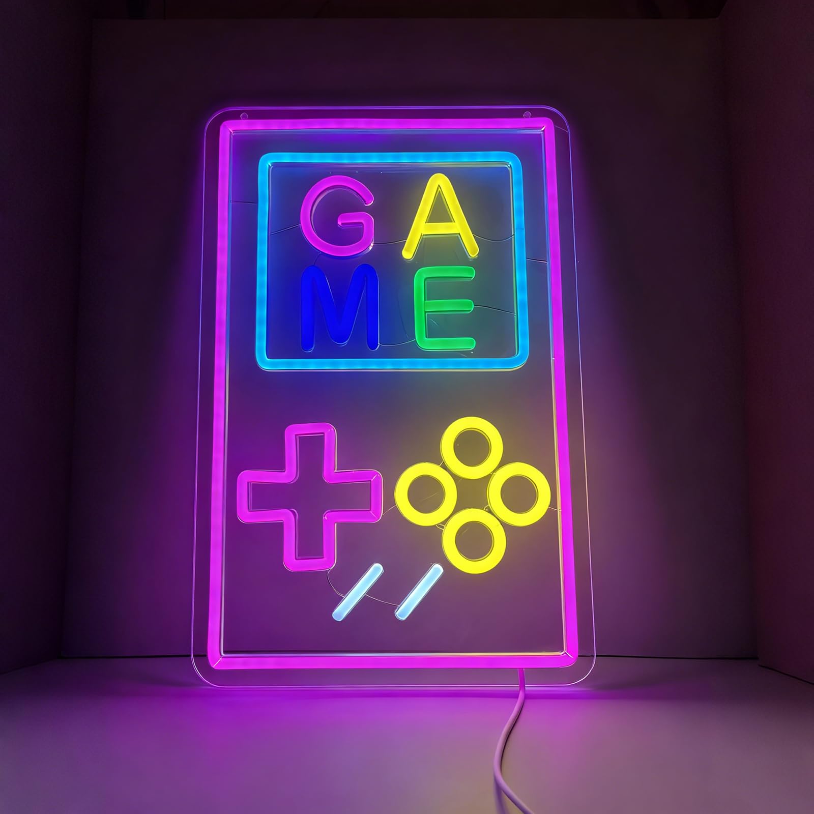 Neon Gaming LED USB lampa do sypialni i pokoju zabaw (różowa) | Modny design gamingowy, zasilanie USB 5 V, oświetlenie dekoracyjne dla nastolatków, sypialni, biura, pokoju zabaw i przyjęć.