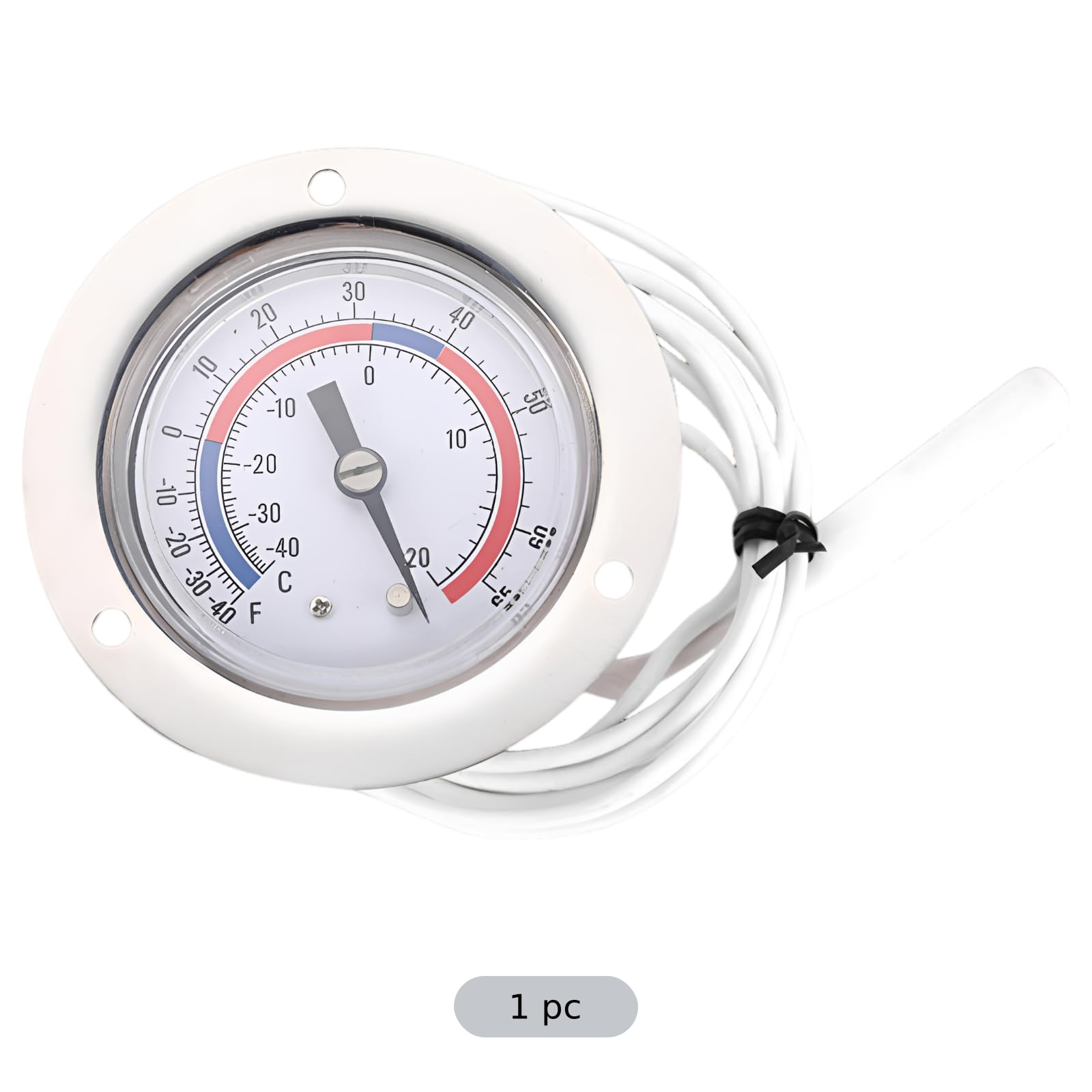 Druck-Kühlschrankthermometer, 1,2 m Kapillarrohr, Flansch-Einbau-Thermometer für Gefrierschrank und Kühltechnik, 74 mm Zifferblatt, Metallgehäuse, präzise Temperaturmessung