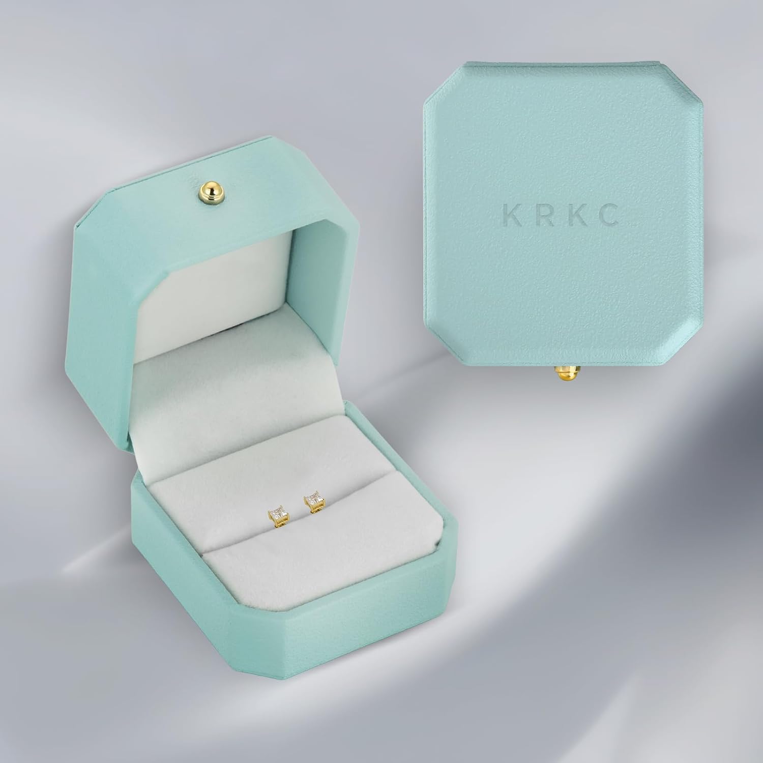 KRKC 0.6-3ct Princess Cut Moissanite Stud Earrings for Women, D Color VVS1 Clarity Lab Created Diamond Solitaire 14K White Gold Hypoallergenic Vermeil S925 Sterling Silver Earrings Women Men - Image 6