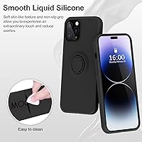 Vista 2 de MOCCA Funda compatible con iPhone 14 Pro Max con soporte de anillo, silicona líquida, forro de microfibra, antiarañazos, cuerpo completo, a prueba
