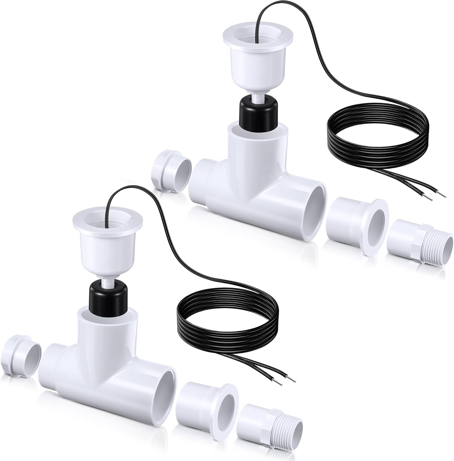 2 Pack SS1 Condensate Overflow Switch, SS1 Float Switch with 3/4 Inch Adaptor and 6FT Wire, HVAC Overflow Shut Off Float Switch for HVAC System, Detect Condensate Overflow (White)