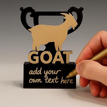 SilverTrophy: GOAT Trophy Mini Cup Award, Legend, Greatest of All Time, MVP, Winner, Team Game, Sports, Pub Quiz, Game Night, Gym, School Club, Kids Party, Black & Gold 8cm, Custom Personalise Gift