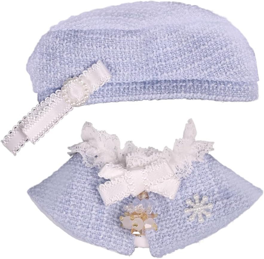 niannyyhouse 10cm-15cm Plush Doll Clothes Hat Lace Shawl Stuffed Animal Dress-up Accessories (Blue, 10cm-15cm)