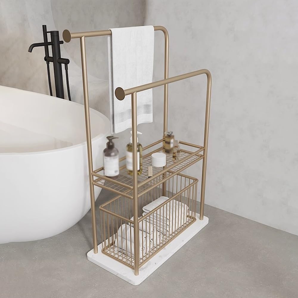 porta asciugamani da terra Portasciugamani da terra in marmo Portasciugamani da terra for bagno Portasciugamani da bagno for vasca da bagno bagno con doccia(Gold)
