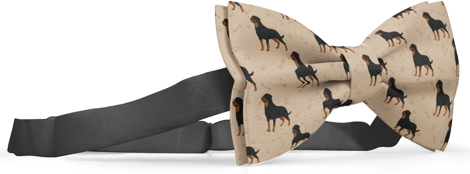 Pre-Tied Bow-Tie (Dog Rottweiler Colorful Foot Pattern) Adjustable Bowties for Kids, Adults, Dogs, Cats