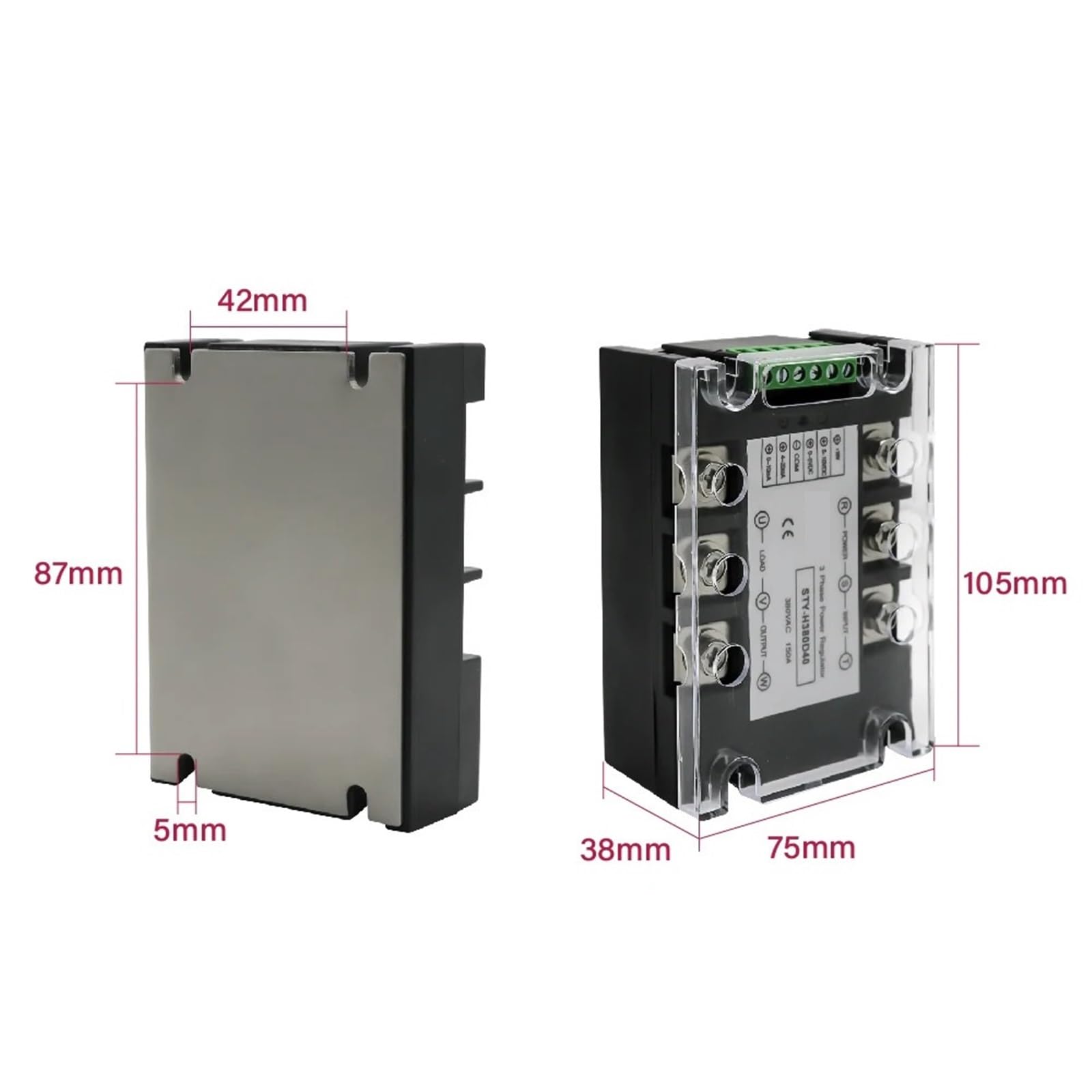 Trójfazowy regulator napięcia AC Regulator mocy Tyrystor 380V Przekaźnik półprzewodnikowy Ściemnianie 25A-400A 1 szt. Potencjometr Sterujący (tylko moduł, 120A (21,9 KW))