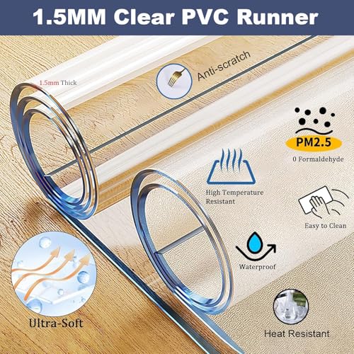 Protector de alfombra transparente y mantel de plástico impermeable para hogar y oficina 4