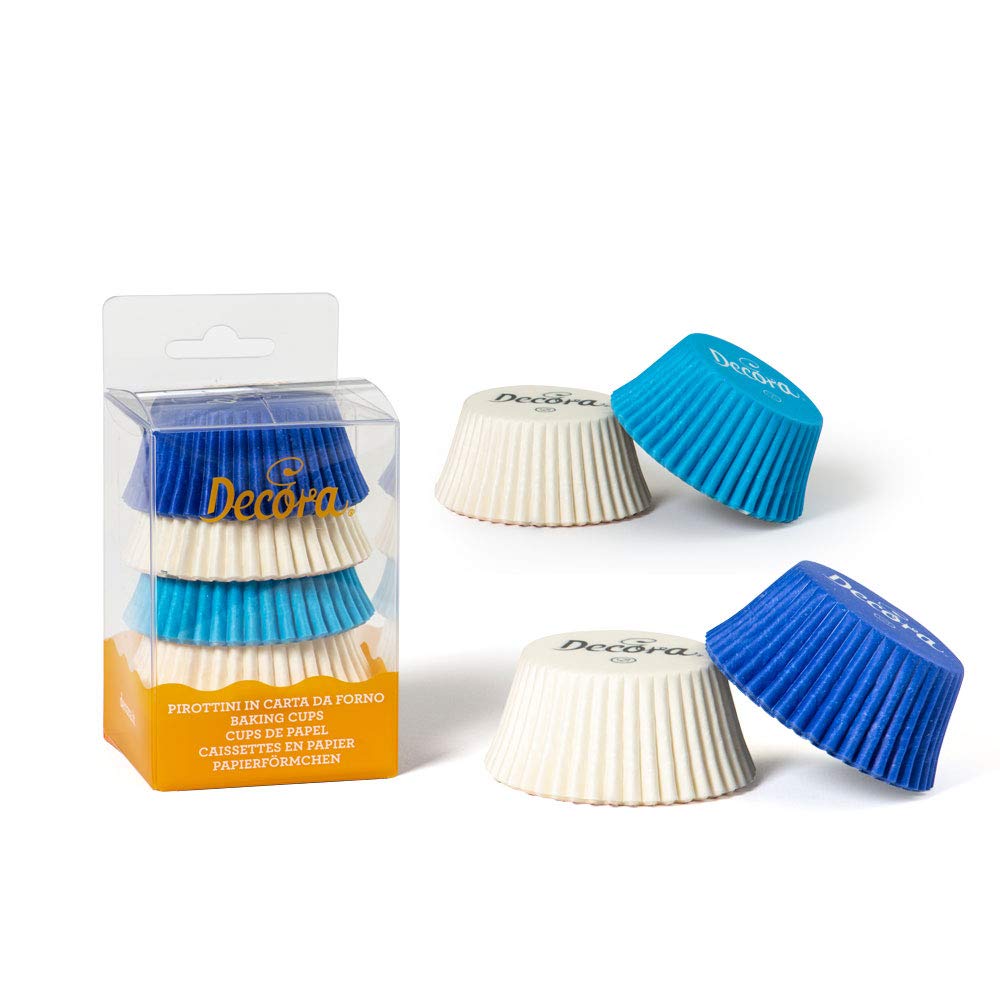 DECORA 0339746 CF. 75 White/Light Blue/Blue Baking Cups 50 X 32 MM