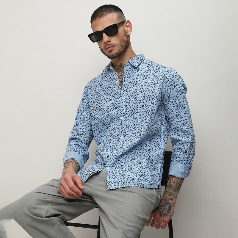 Image of CAHOOT Men's Shirt for Casual Wear |Regular Fit | Cotton Spread Collar Shirt Crafted with Regular Sleeve, Comfort Fit & High-Performance for Everyday Wear