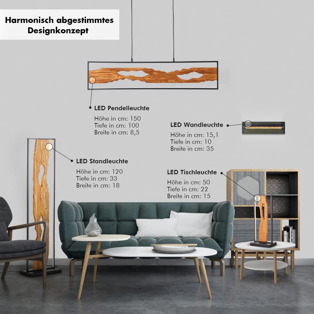 Brilliant LED Wandleuchte Holz 35cm schwarz/holz, Aluminium/Metall/Holz, LED Wandlampe Innen Holz, Schlafzimmer Deko, Holzlampe Wandlampe, Lampe Schlafzimmer 1x LED integriert 9,5 W