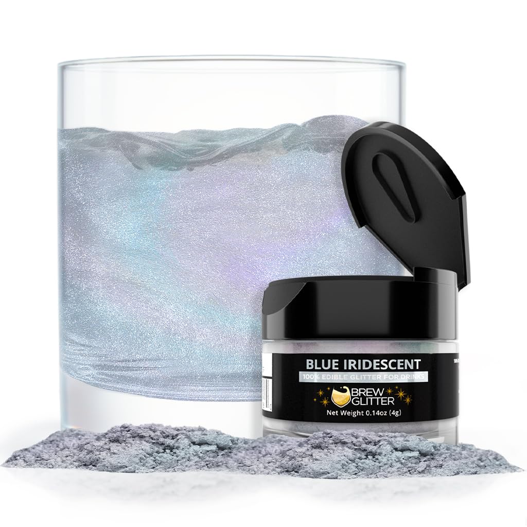 Brew Glitter - Blue Iridescent (4g 1x Shaker Jar) | Genuine Edible Drink Glitter Created for Cocktails, Beer, Wine, Soda, Tea, Lemonade, Juice, Garnish, & Any Other Beverage