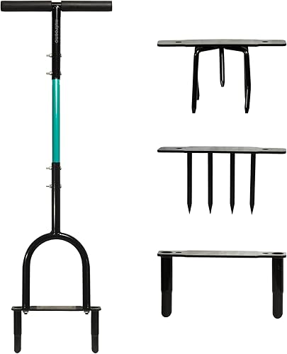 nutroeno Aireador de césped 3 en 1 núcleo manual de enchufe de 37 pulgadas para suelos compactados aireación de picos con 47 dientes de hierro