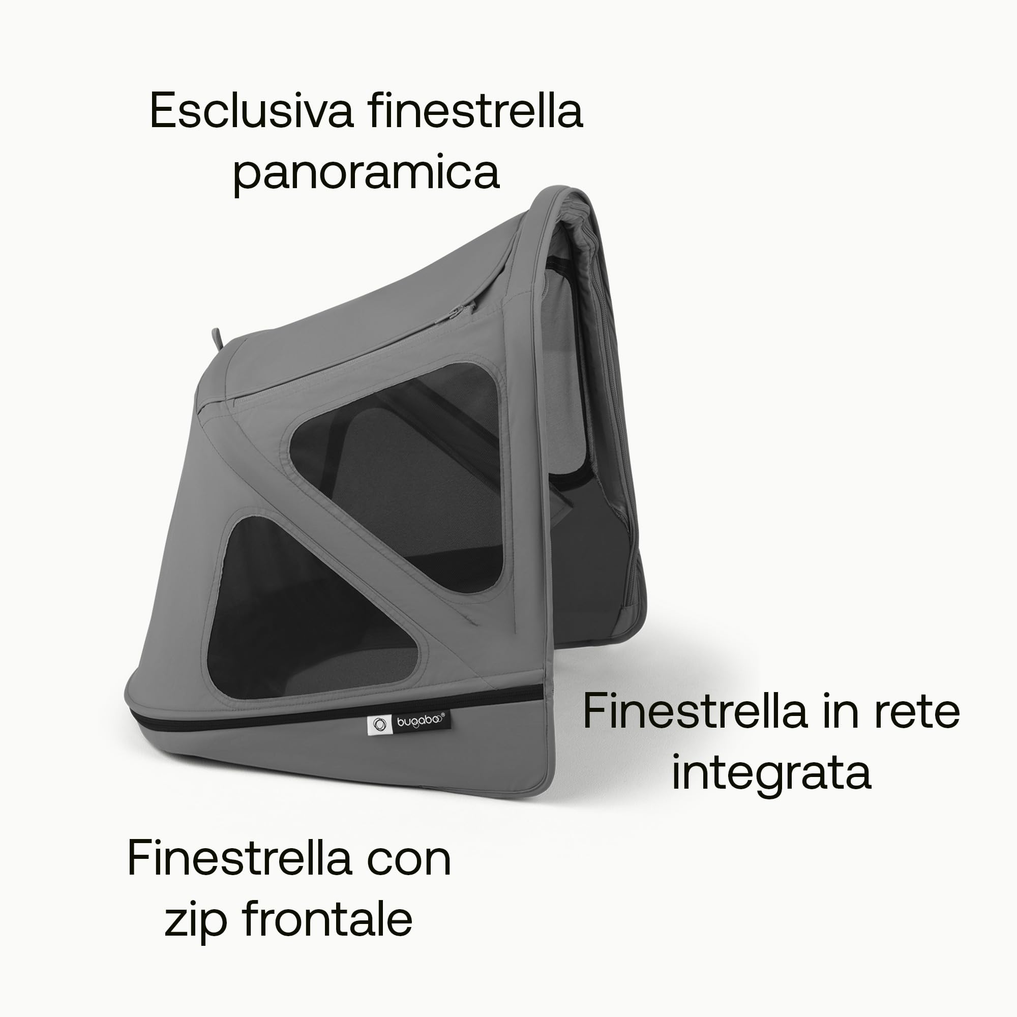 Bugaboo Donkey Cappottina Breezy, Estensibile per una maggiore copertura e una Protezione Solare ottimale, Resistente all'Acqua, Compatibile Con Tutti i Passeggini Donkey, Moon Grey