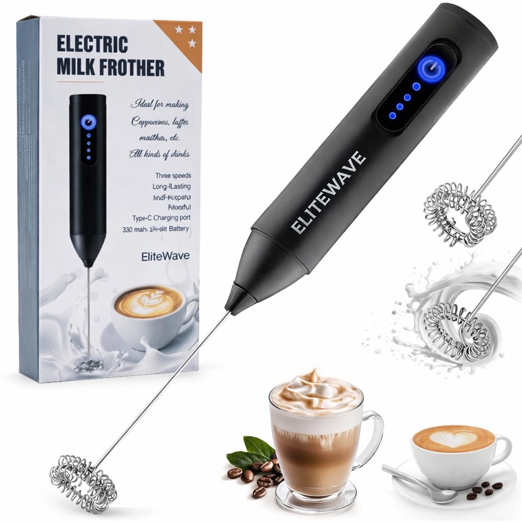 Rechargeable Milk Frother Handheld, USB-C Electric Coffee Frother with Stainless Steel Whisk, 3 Speed Foam Maker for Coffee, Latte, Cappuccino, Matcha & Hot Chocolate-image-40