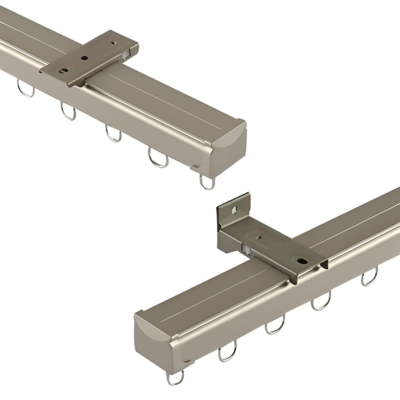 Rail de Rideau Robuste, kit de Rail de Plafond, Rail de Rideau de séparation de pièce à Montage au Plafond ou au Mur pour Chambre à Coucher, Douche, hôpital (Champagne, 280 cm (2 *
