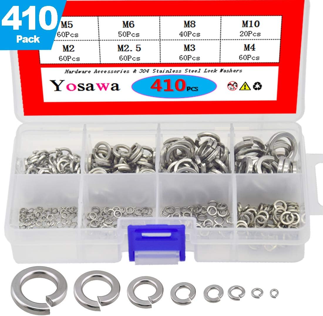Yosawa 410Pcs Professional Stainless Steel Spring Lock Washer