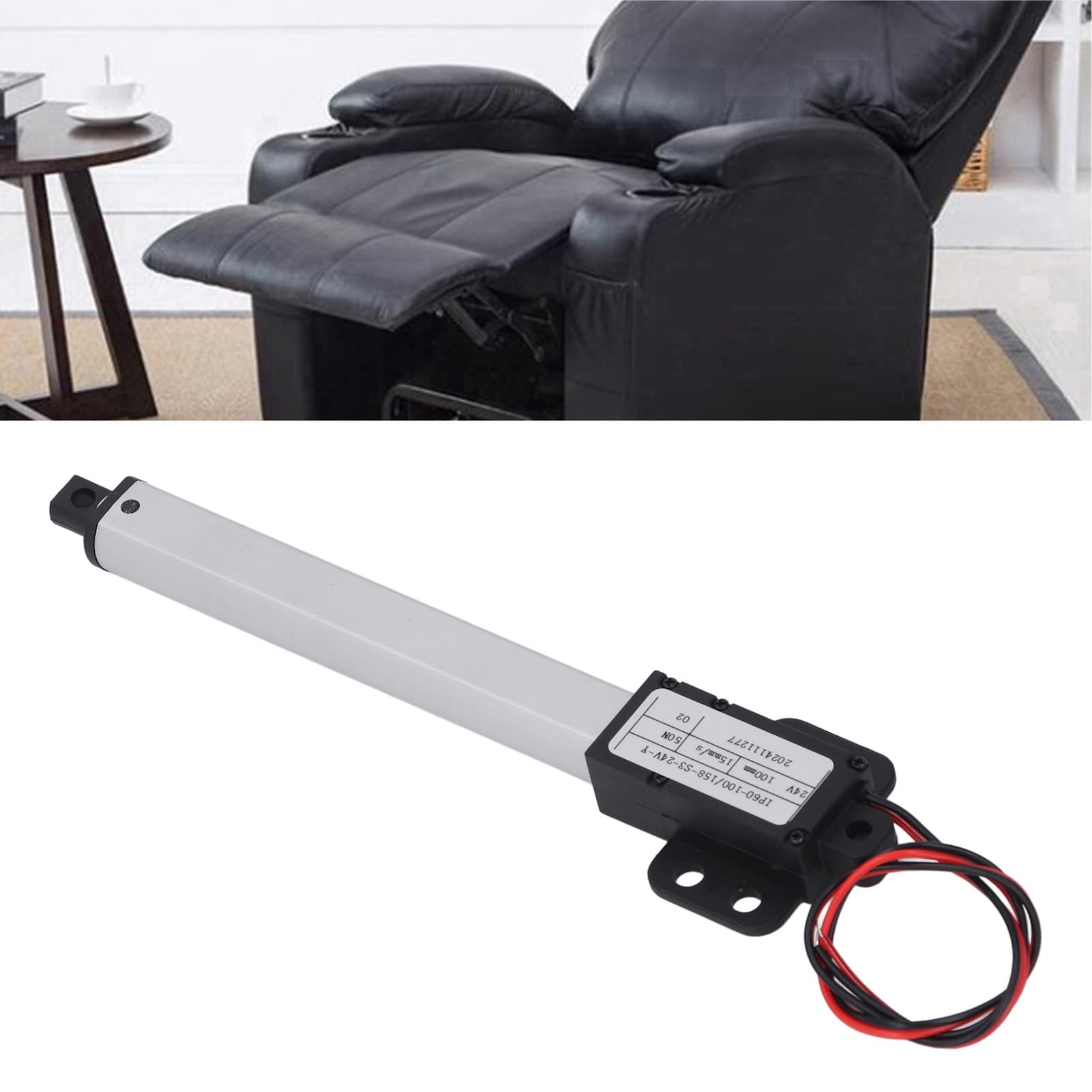 Marhynchus 24 V DC elektrischer Linearantrieb, Linearantrieb, 100 mm Hub, 50 N Schub, 15 mm/s, mit Endbegrenzungs-Überstromschutz für Hausautomation, landwirtschaftliche Maschinen