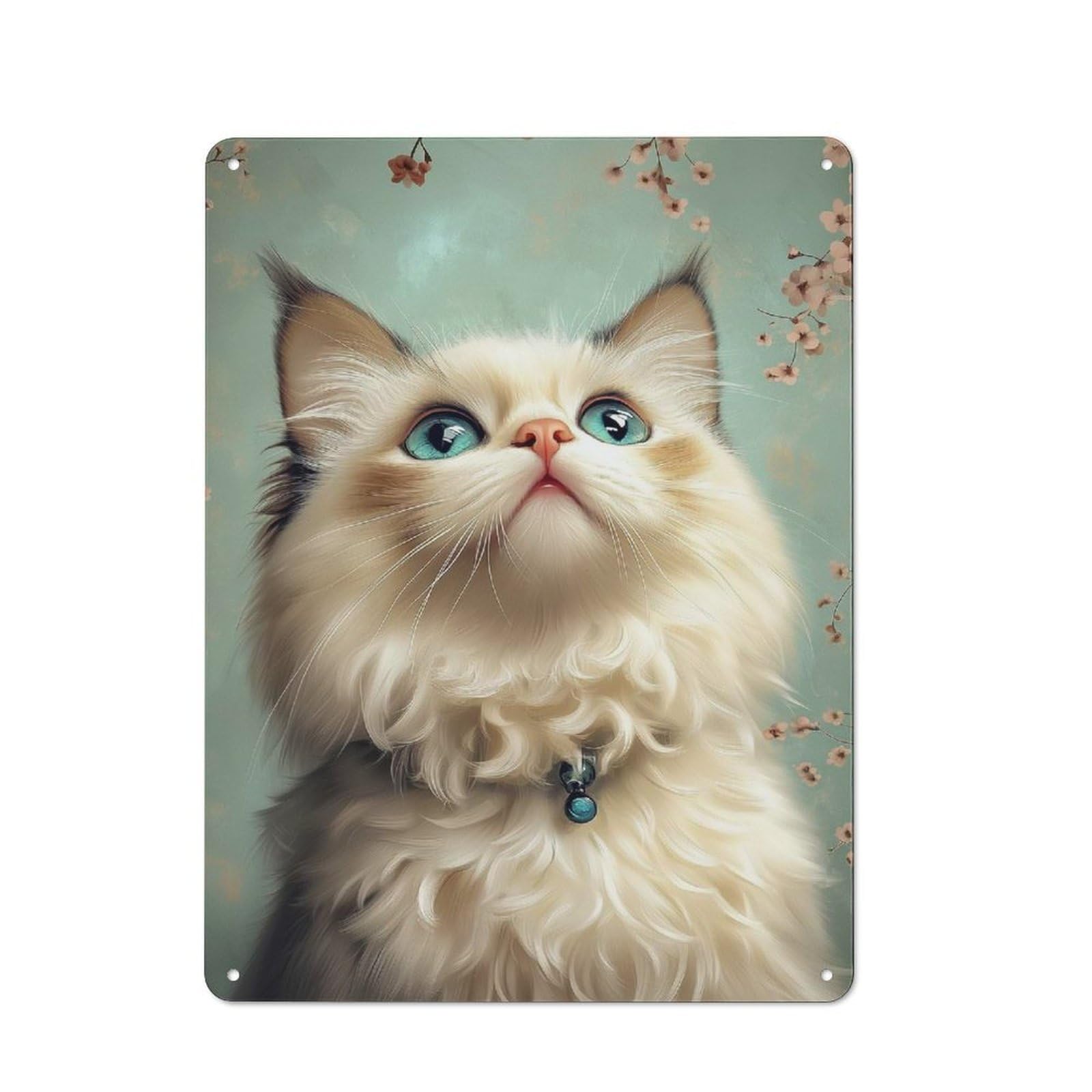 Junmoney Style-17 Metal Plaque 40X30cm With Ragdoll Kitten For Hallway Wall, Rustic Decor, A Metal Wall Feature For Hallways And Entrance Areas