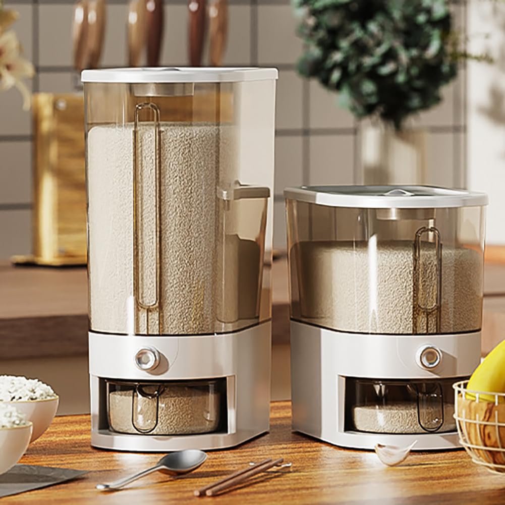 5kg Rice Dispenser, Reisspender Kunststoff mit geneigter Gleitnut Transparentes Fenster Abnehmbarer für Reis Sojabohnen Müsli