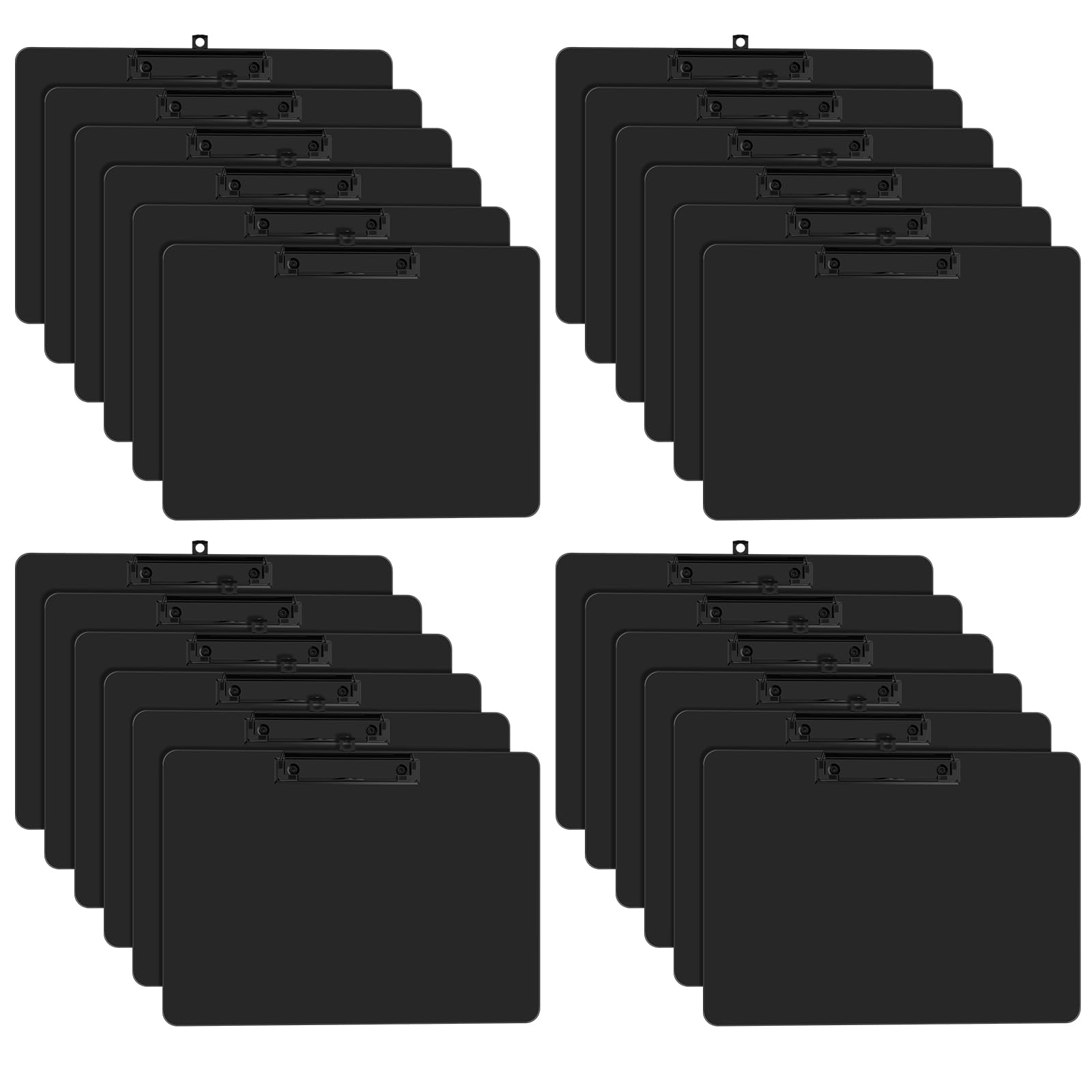 Zoenley Black Horizontal Clipboard, 12.5 x 9 Letter Size for Classroom, Students, Teacher, A4 Landscape Layout, 8.5 x 11 Clip Board with Low Profile Black Clip, Office & School Supplies（24Pack）
